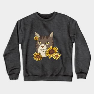 Sweet Cat with Sunflowers Crewneck Sweatshirt